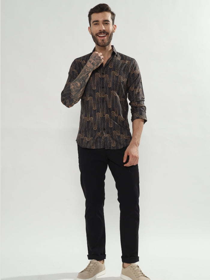 ABSTRACT PRINT SHIRT MARSHEY - BLACK