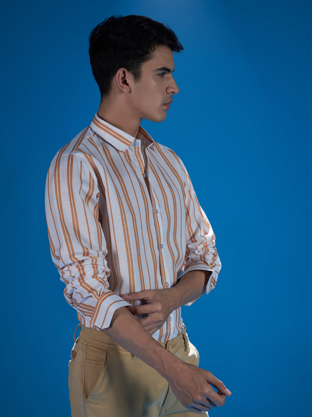 Timeless White Cotton Stretch Stripe Shirt for Effortless Style