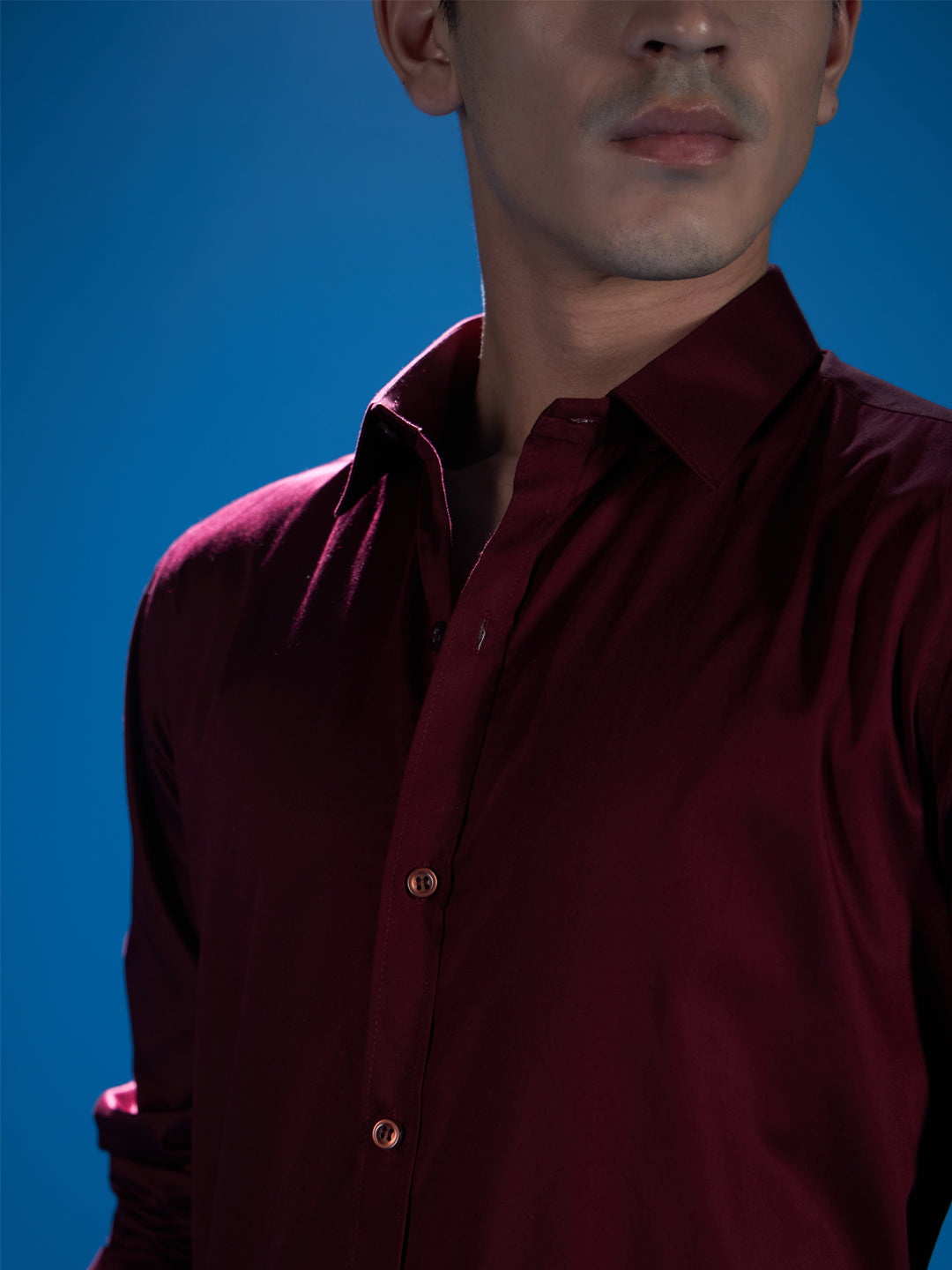 Classic Maroon Solid Shirt - Full Sleeve for Effortless Elegance