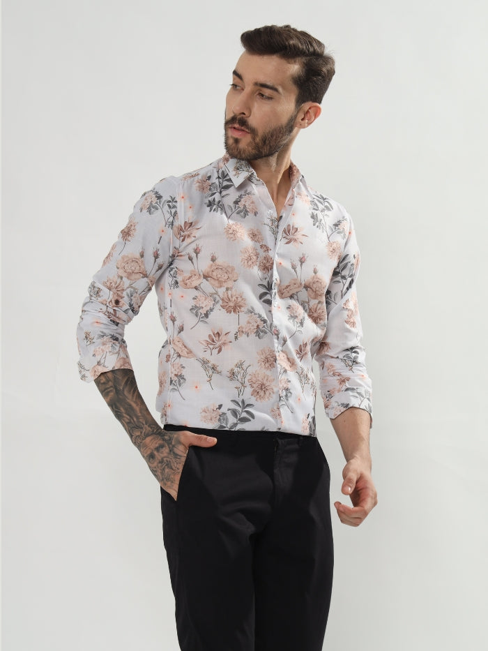 FLORAL PRINT SHIRT MISA - GREY