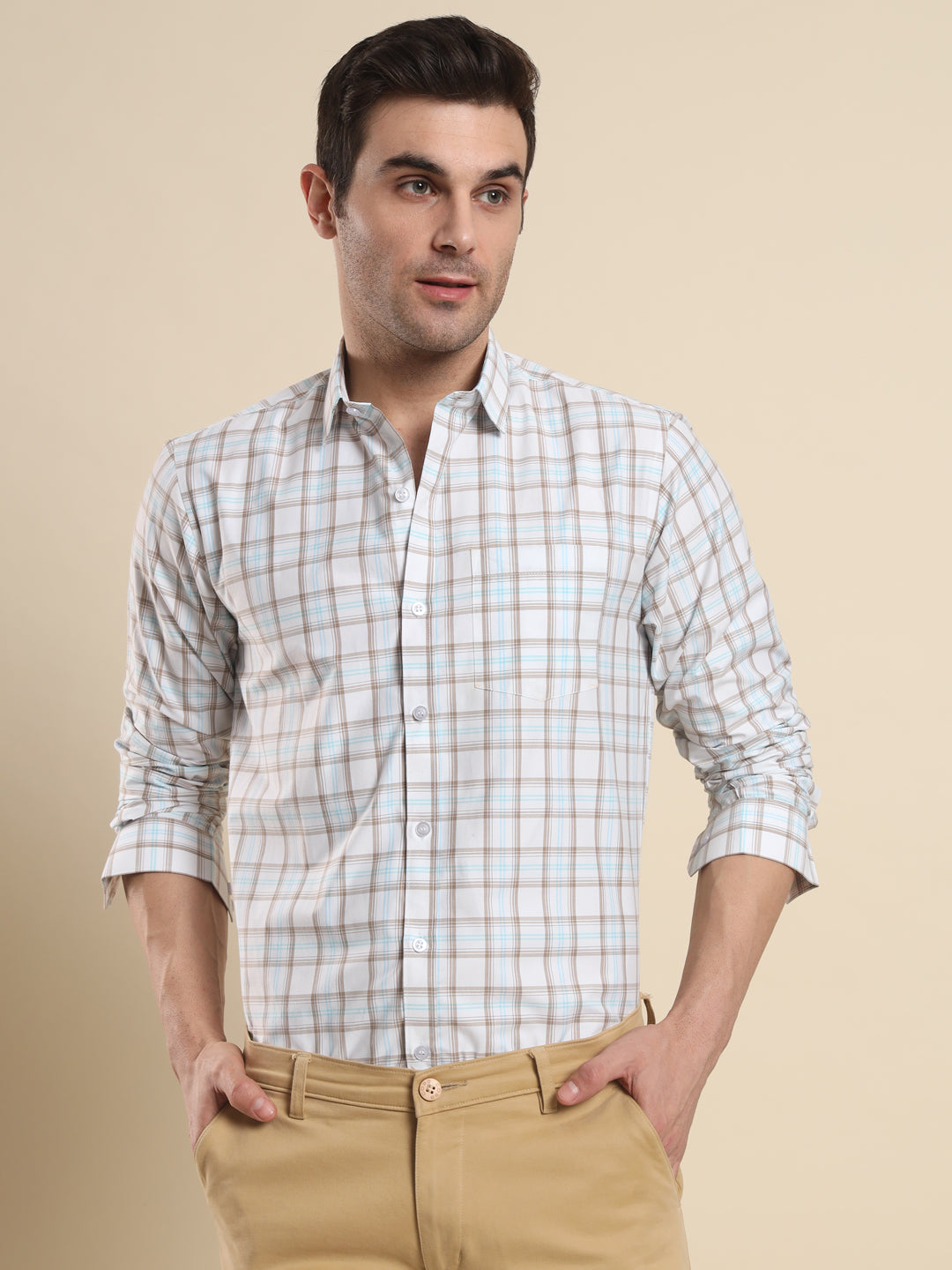 Chic Sky Blue Checked Shirt: Elevate Your Style with Effortless Fashion