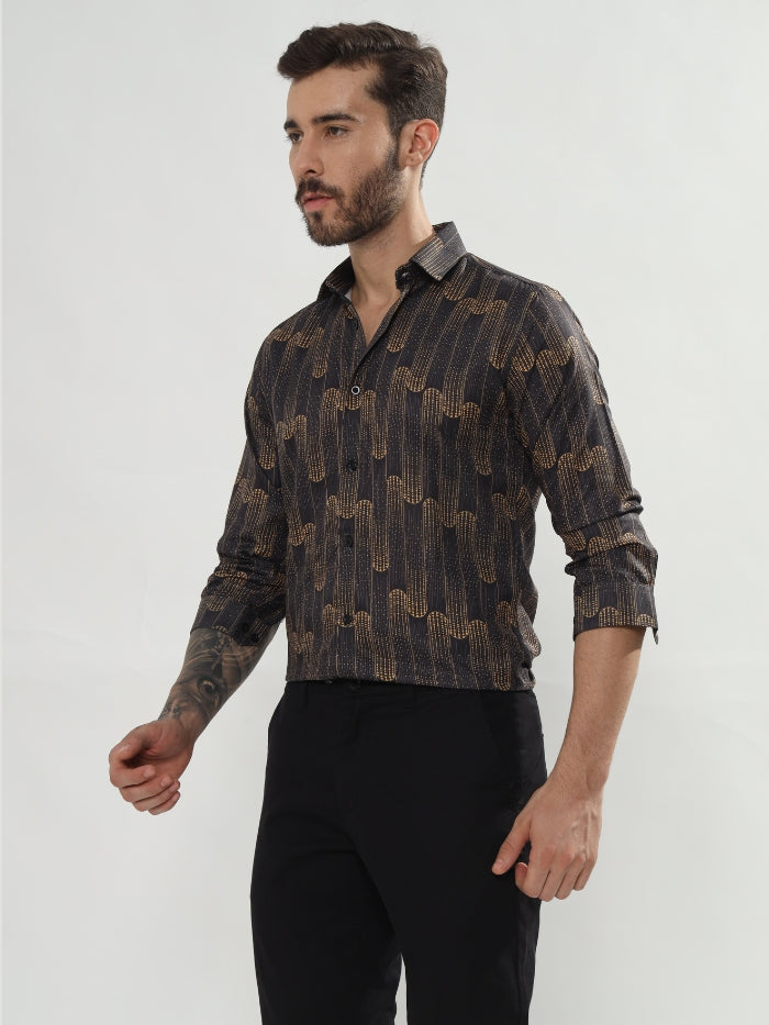 ABSTRACT PRINT SHIRT MARSHEY - BLACK