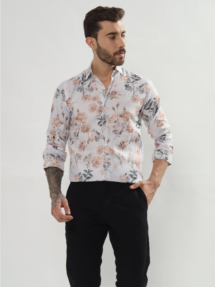 FLORAL PRINT SHIRT MISA - GREY