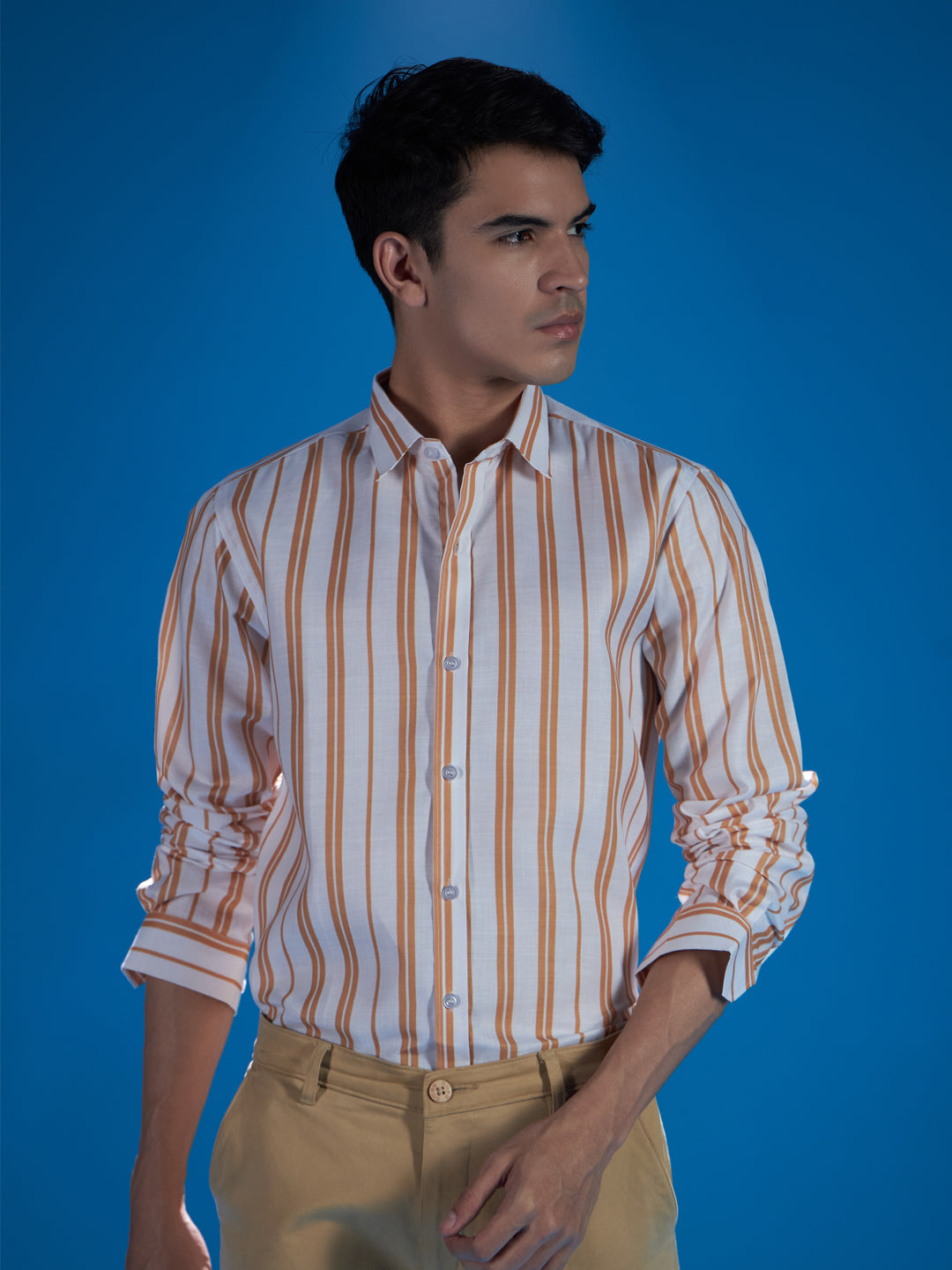 Timeless White Cotton Stretch Stripe Shirt for Effortless Style