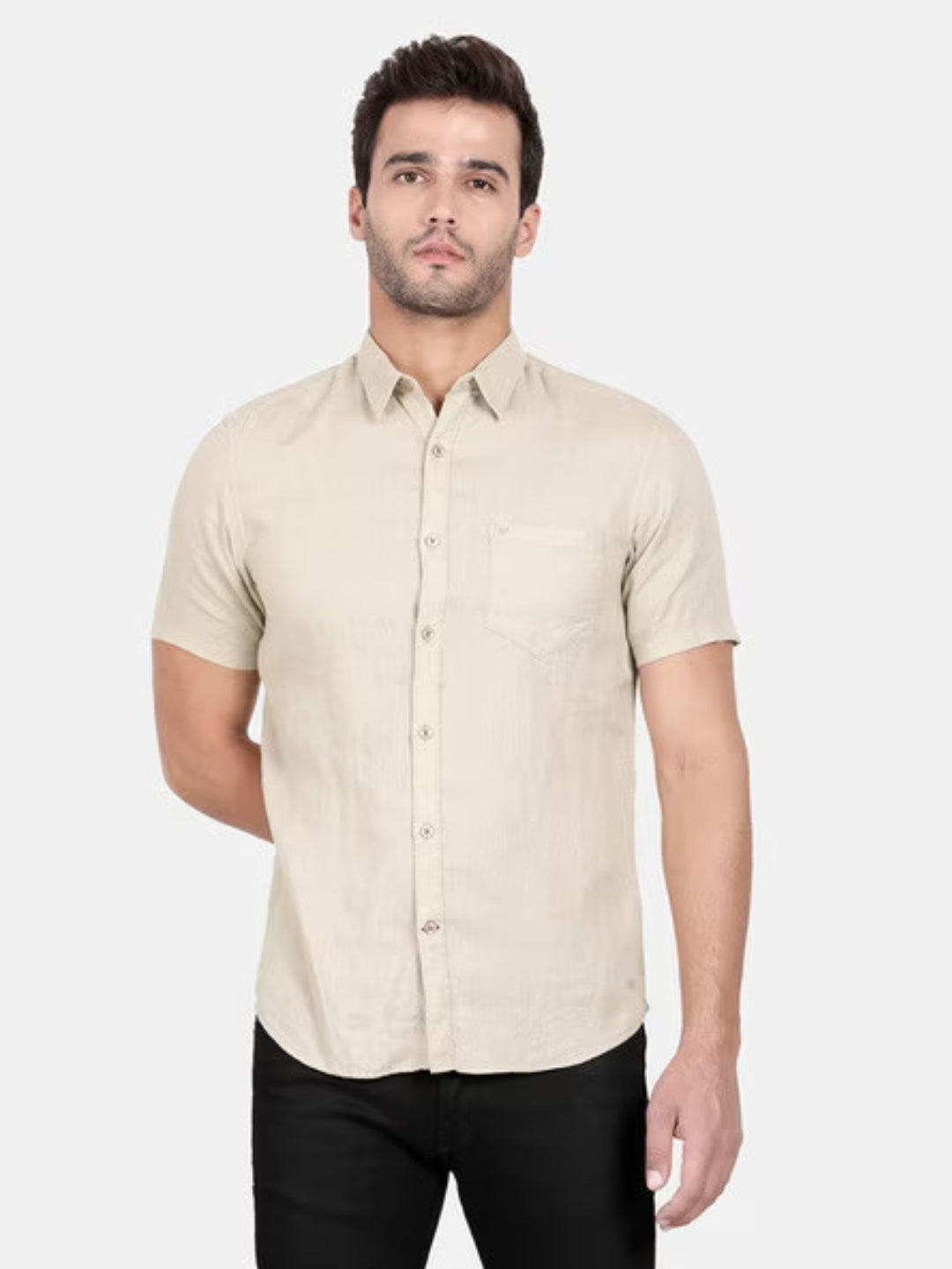 Classic Sandal Short Sleeve Linen Shirt for Effortless Style Statement