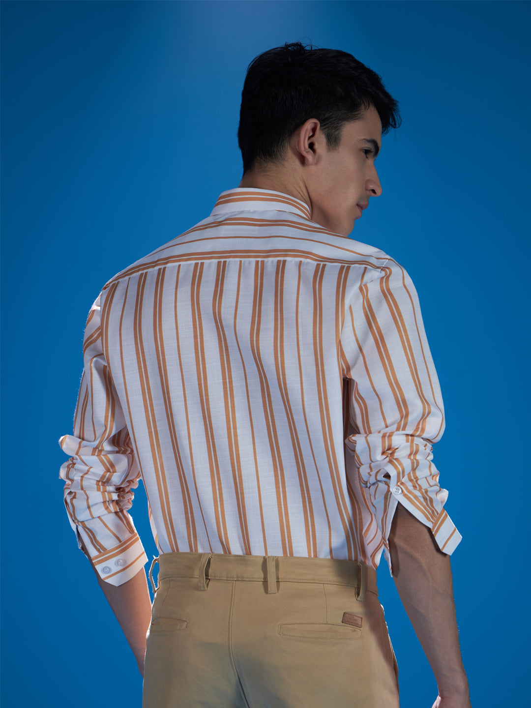 Timeless White Cotton Stretch Stripe Shirt for Effortless Style