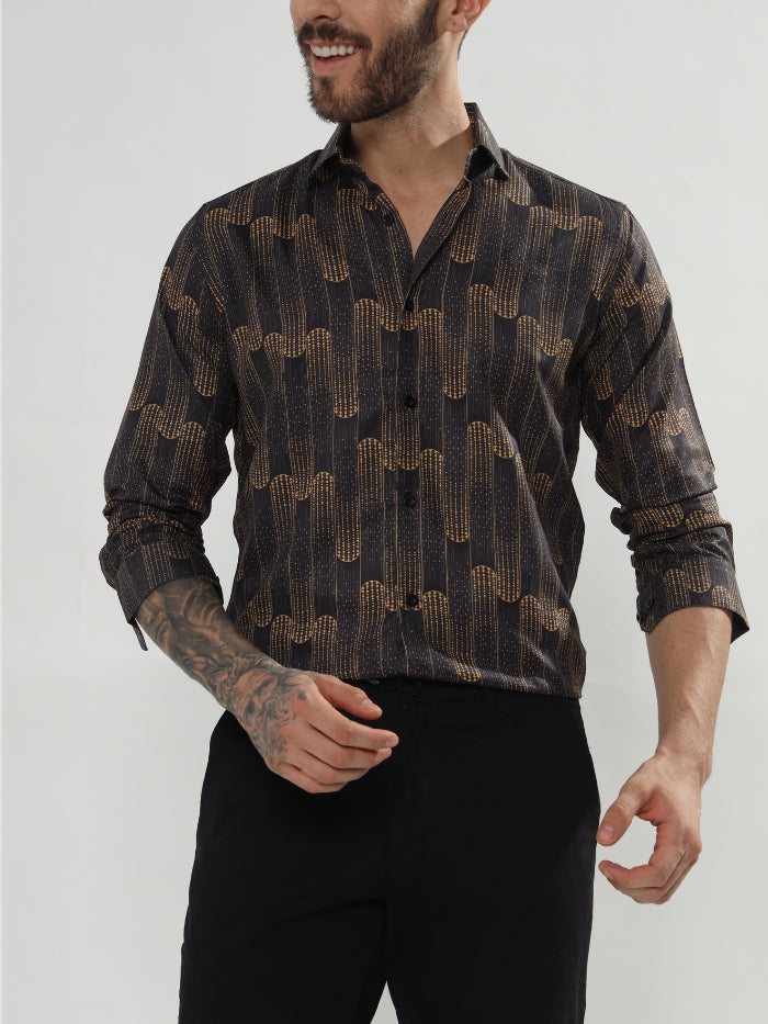 ABSTRACT PRINT SHIRT MARSHEY - BLACK