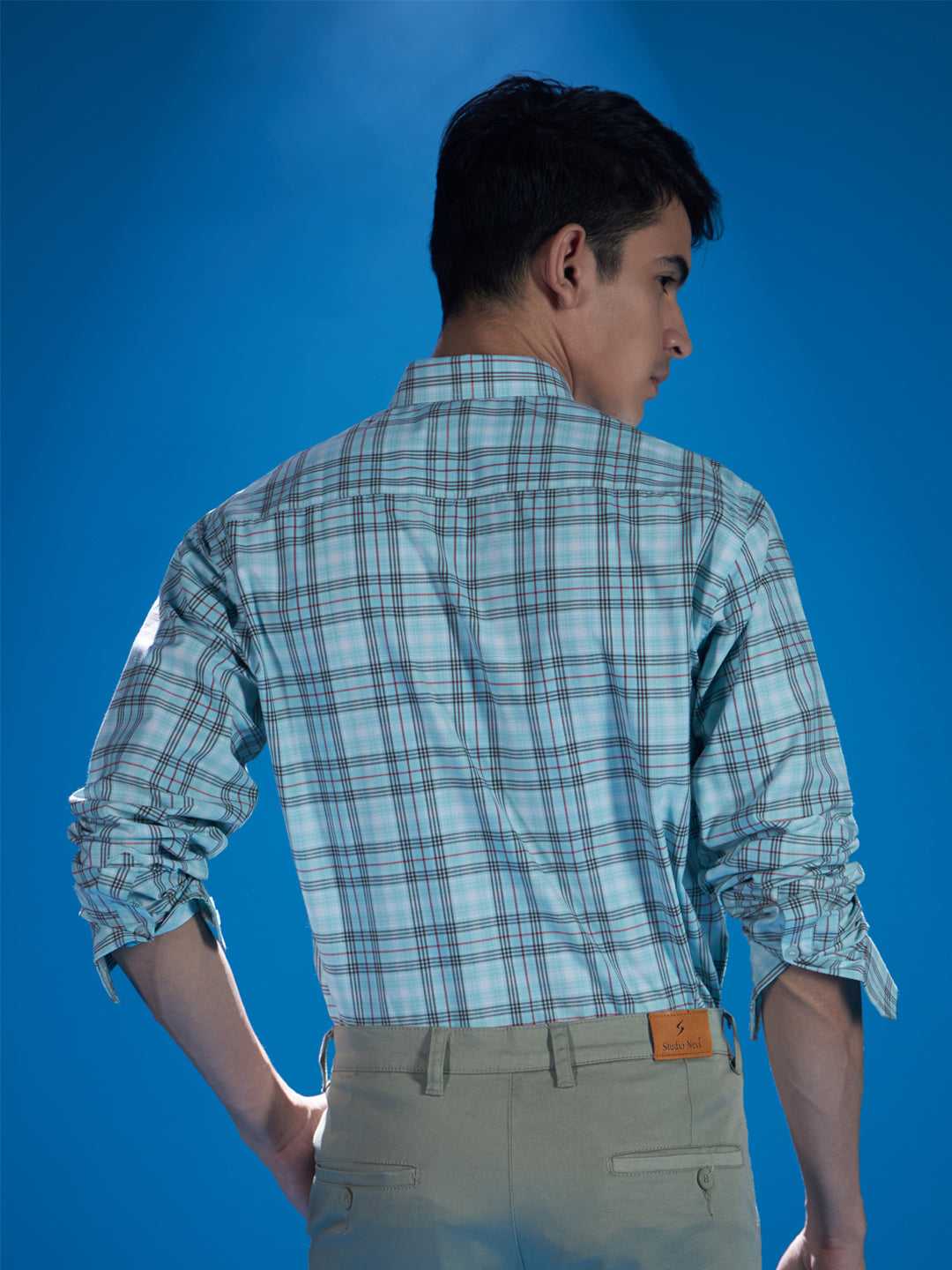 Classic Sky Blue Checked Shirt for a Timeless Style Statement