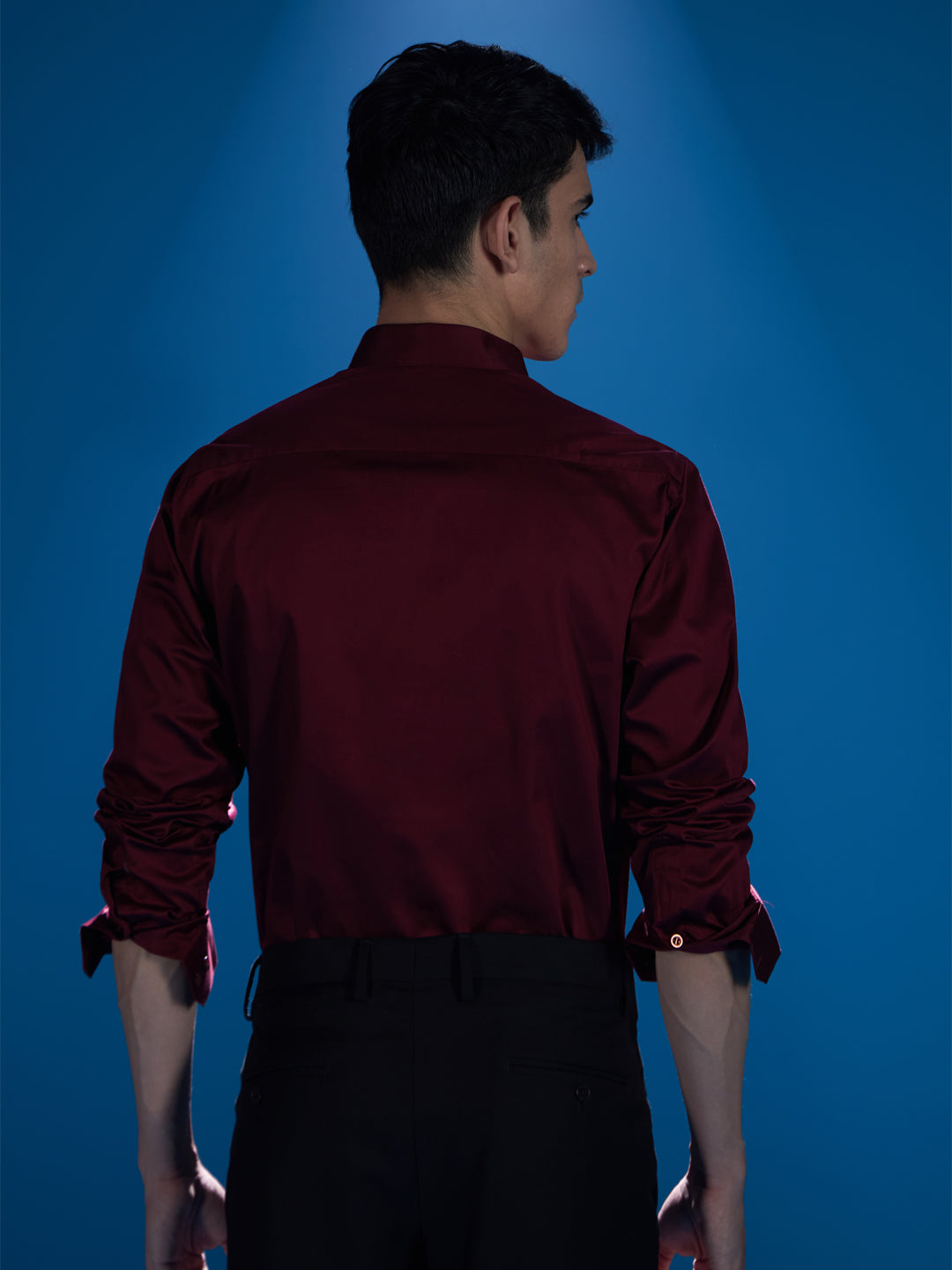 Classic Maroon Solid Shirt - Full Sleeve for Effortless Elegance