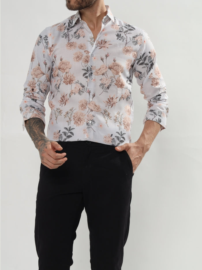 FLORAL PRINT SHIRT MISA - GREY