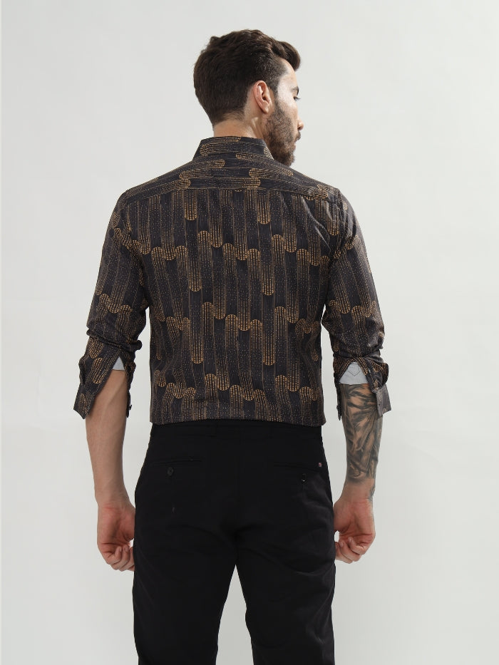 ABSTRACT PRINT SHIRT MARSHEY - BLACK