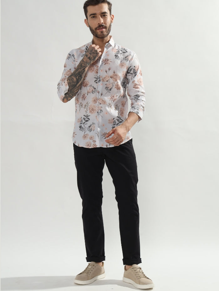 FLORAL PRINT SHIRT MISA - GREY