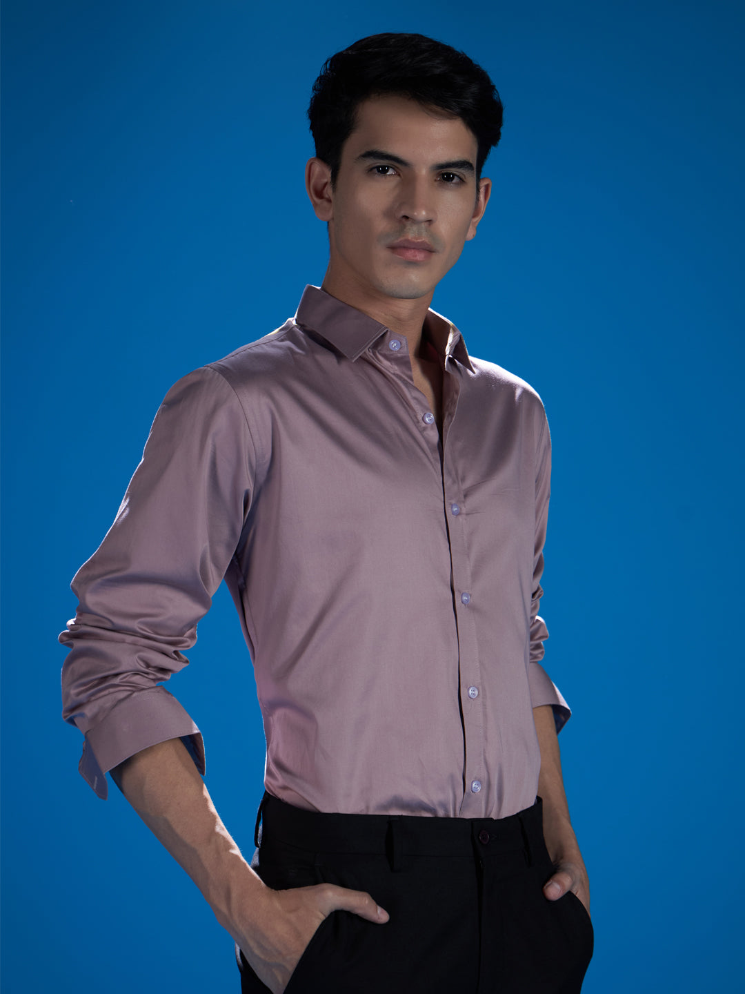 Sophisticated Solid Shirt - Full Sleeve in Enchanting Pastel Purple