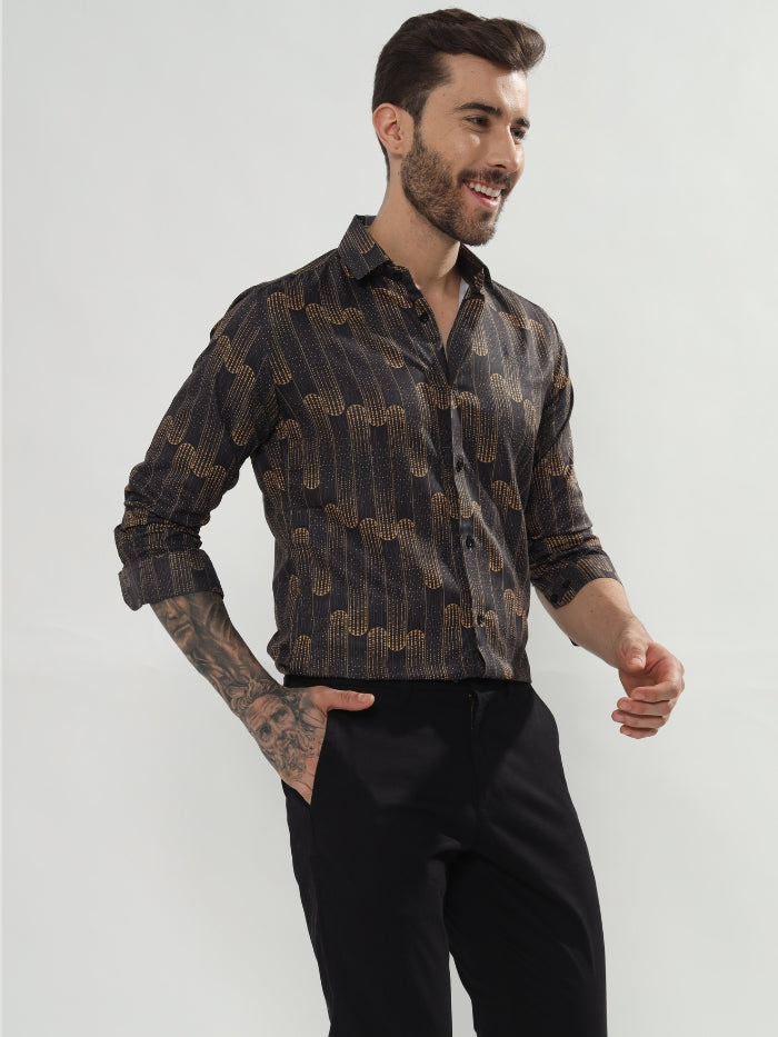 ABSTRACT PRINT SHIRT MARSHEY - BLACK