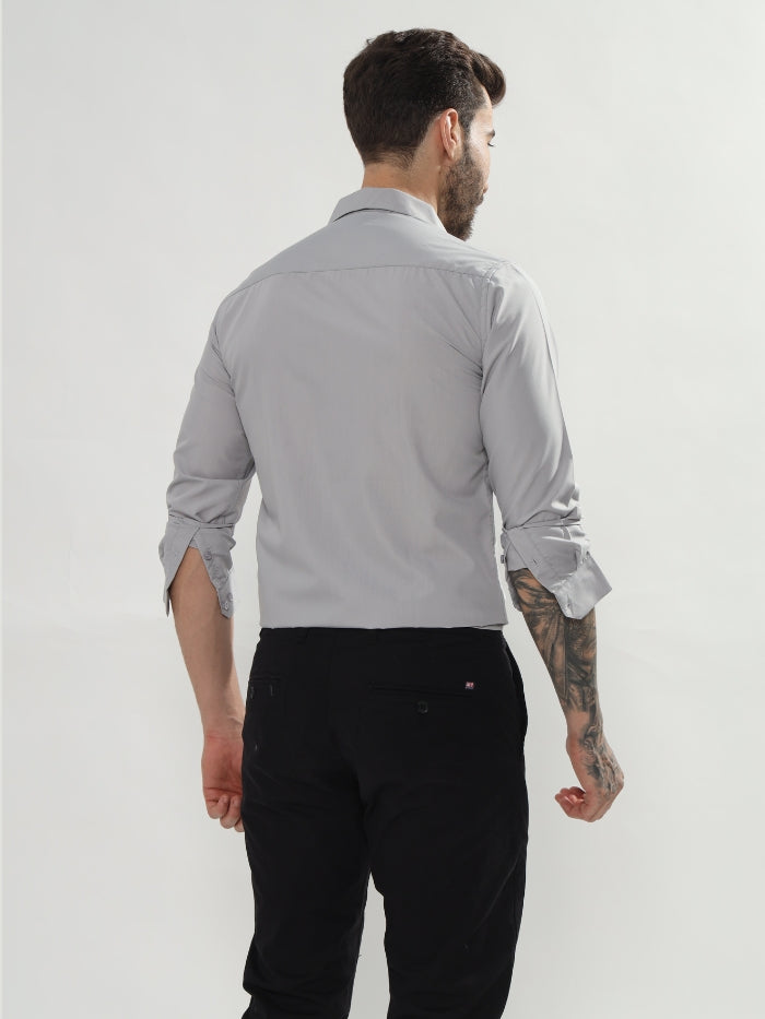 SATIN STRETCH SHIRT OXFOM - GREY