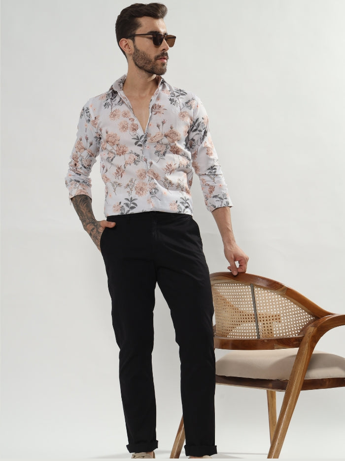 FLORAL PRINT SHIRT MISA - GREY