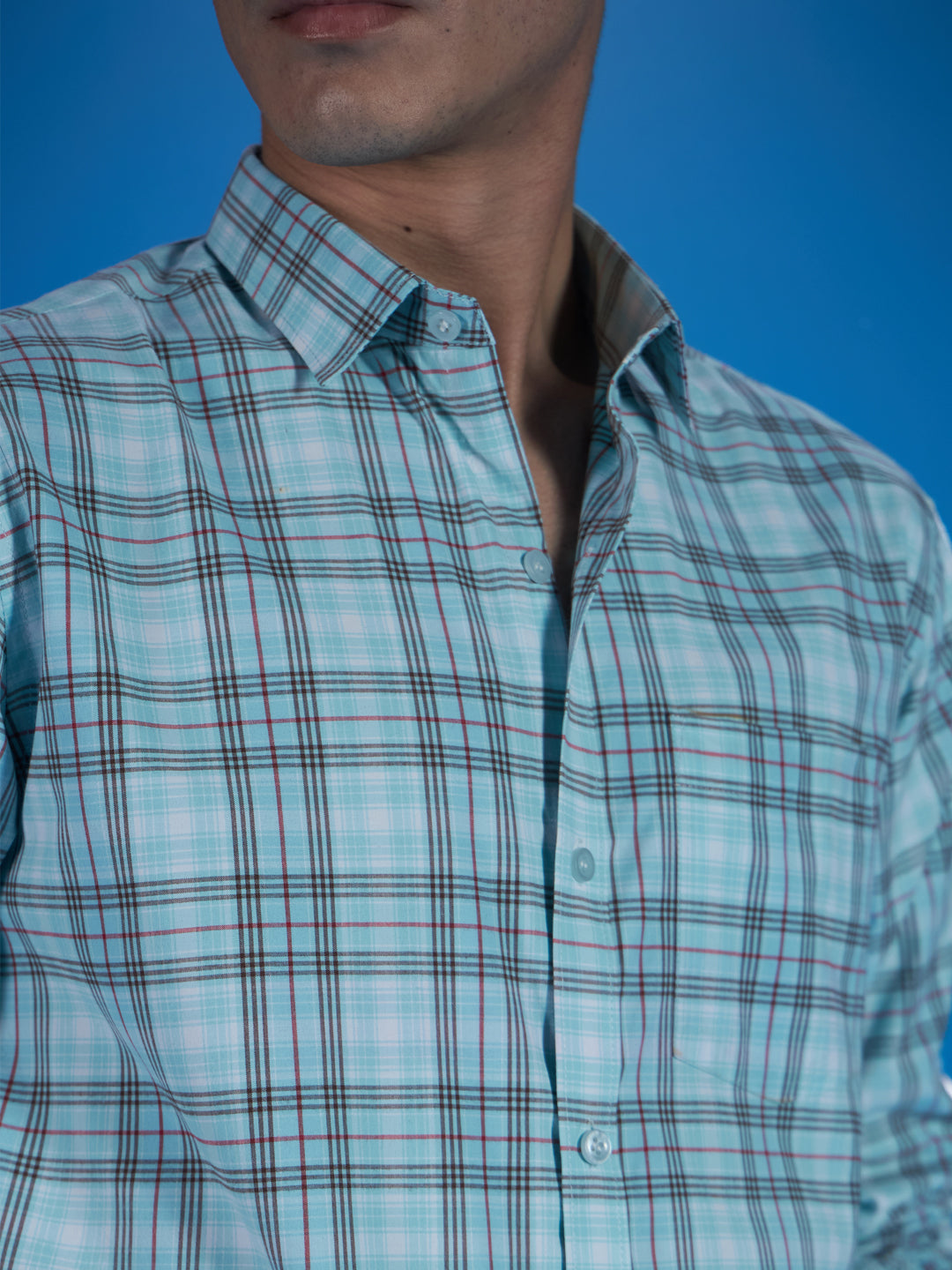 Classic Sky Blue Checked Shirt for a Timeless Style Statement