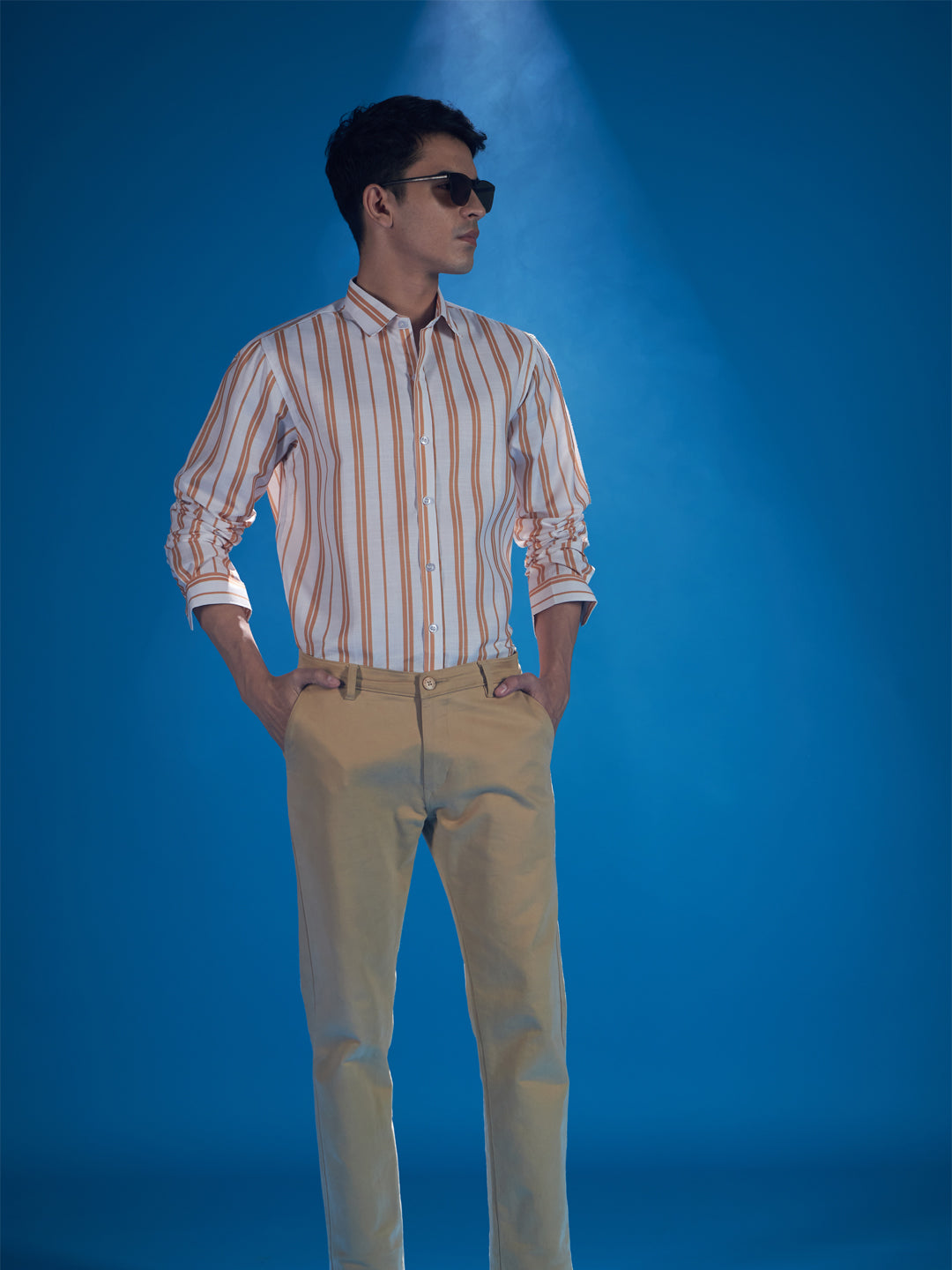 Timeless White Cotton Stretch Stripe Shirt for Effortless Style