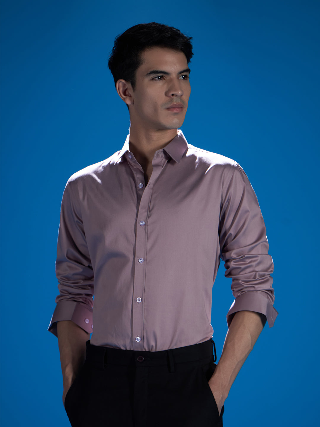 Sophisticated Solid Shirt - Full Sleeve in Enchanting Pastel Purple