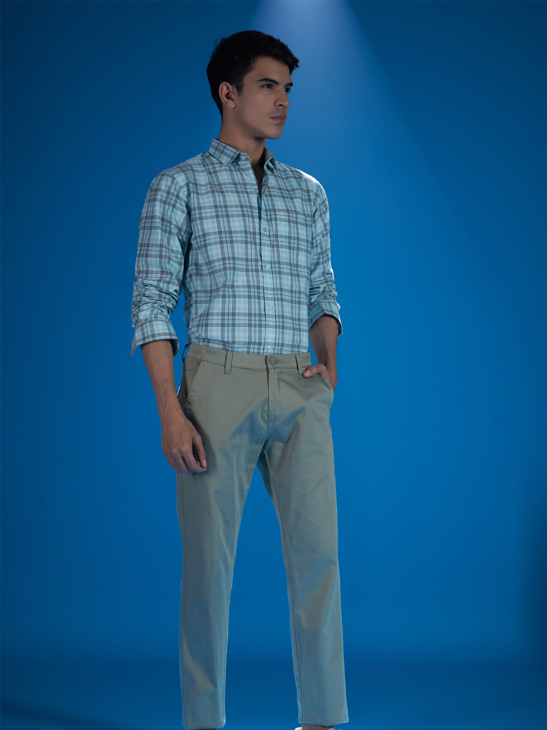 Classic Sky Blue Checked Shirt for a Timeless Style Statement