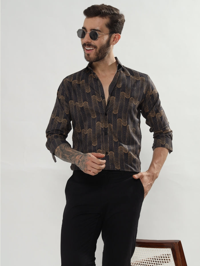 ABSTRACT PRINT SHIRT MARSHEY - BLACK